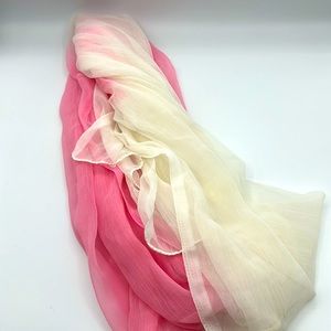 Pink & Cream Sheer Chiffon Lightweight Scarf